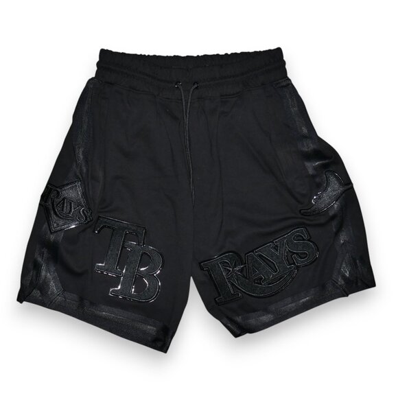 Pro Standard Tampa Bay Devil Rays Shorts Size XL Triple Black Chenille Patches - Picture 2 of 11